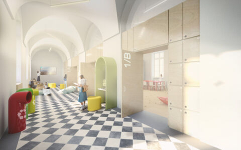 Studio Archisbang con AREA Progetti, proposta vincitrice del concorso "Torino fa scuola" per la riqualificazione della scuola media Giovanni Pascoli in via Duchessa Jolanda