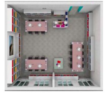 Planimetria della biblioteca su progetto dell’architetto G.S., detenuto a Bollate