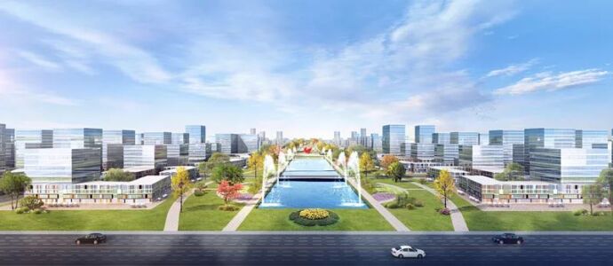 Zhengzhou Airport City, vista prospettica (proposta del China Urban Planning and Design Institute)