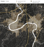 Mappa urbana diacronica (2008-2018) dell'espansione urbana di Xiangtan (Hunan) e della tratta ferroviaria ad alta velocità (© Matteo Migliaccio)