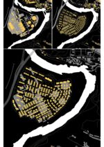 Mappa diacronica (2008-2018) di una porzione urbana di Kaili trasformata da sito produttivo industriale a quartiere residenziale lungo il waterfront lungo l'asse tra il centro città e la nuova stazione ferroviaria ad alta velocità (© Matteo Migliaccio)