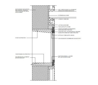 Valerio Olgiati, Das gelbe Haus a Flims: sezione della facciata (archaic)