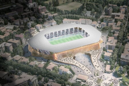 Rendering del progetto per la riqualificazione del Tardini di Parma (progetto Studio Zoppini Associati)